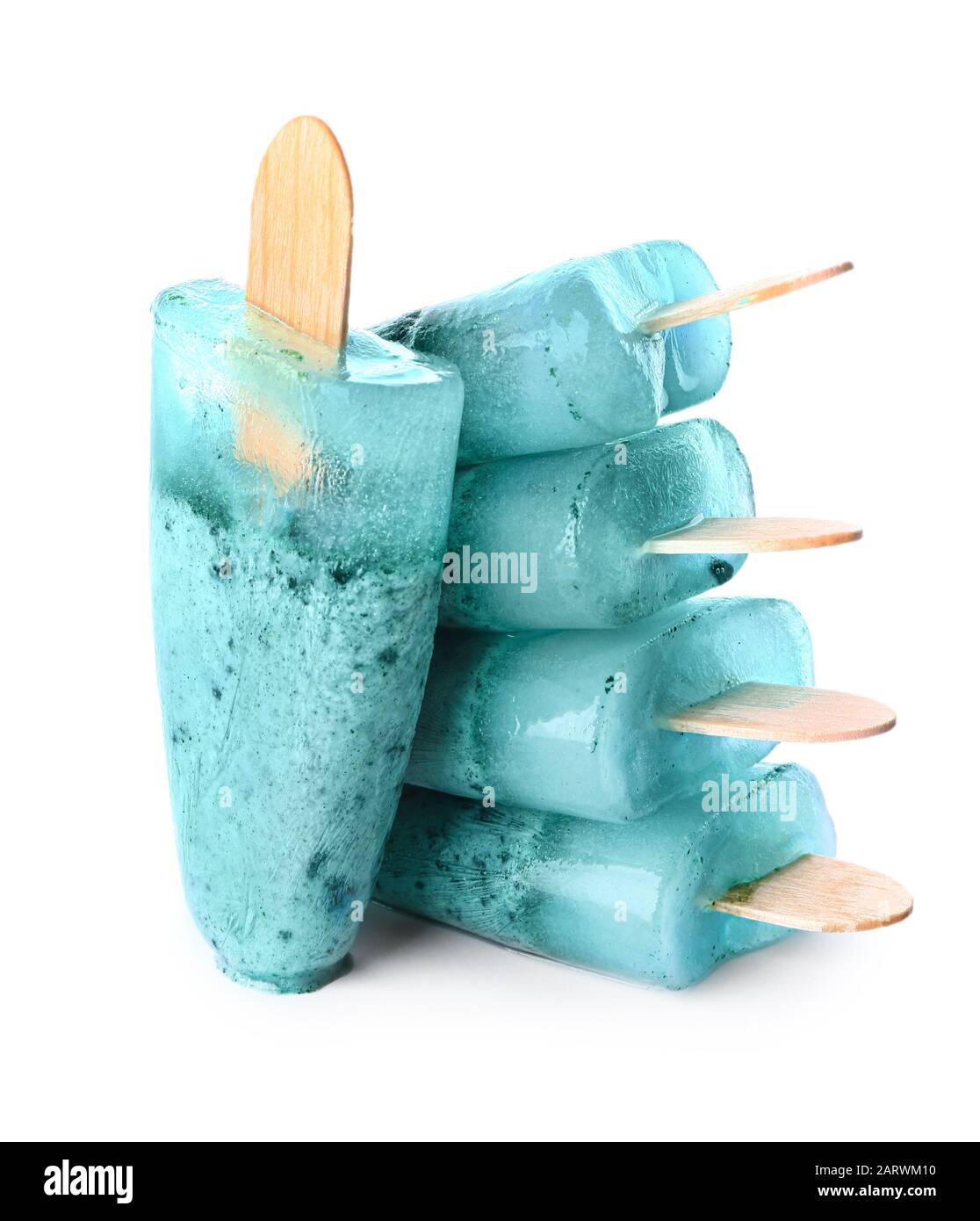 Tasty spirulina icecream on white background Stock Photo Alamy