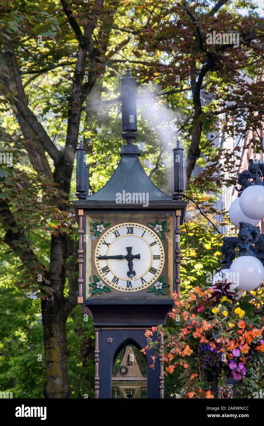 The Gastown Steam Clock, Gastown, Vancouver, British Columbia, Canada Stock Photo