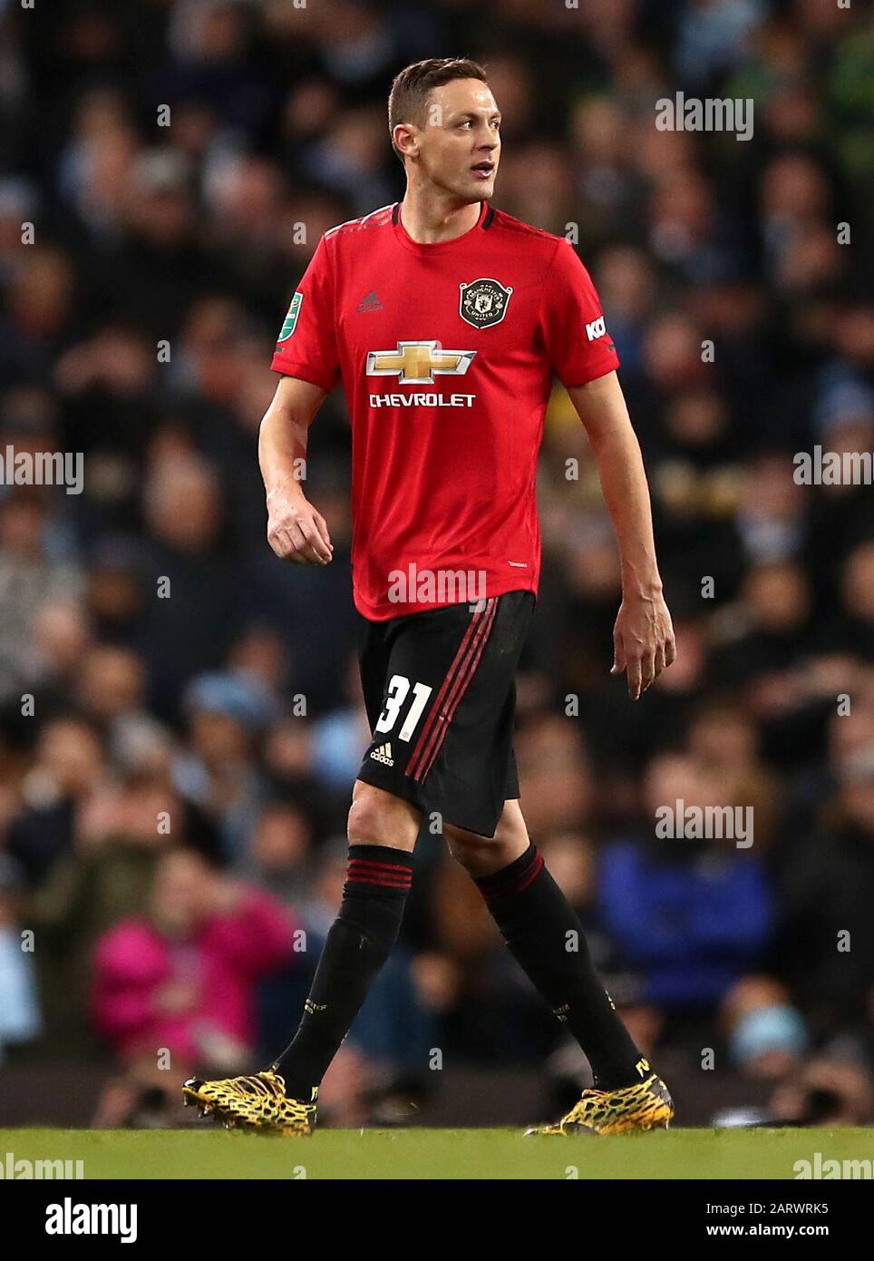 Permanent jorden Maestro Manchester United's Nemanja Matic walks off the pitch after being shown a red  card for a foul, receiving a second yellow card during the Carabao Cup Semi  Final, second leg match at