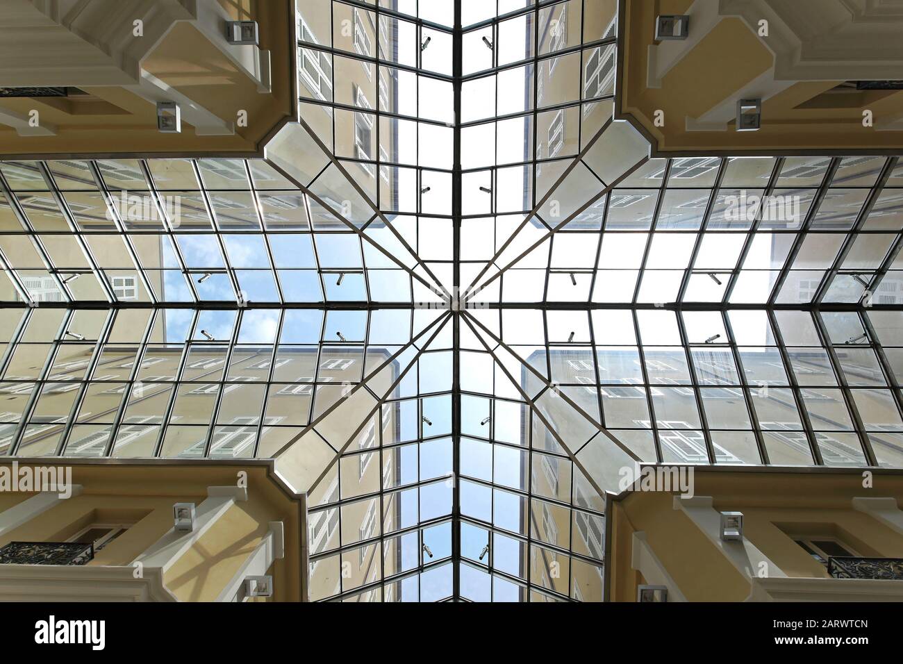 Skyligh windows over cross corridor in Trieste Stock Photo