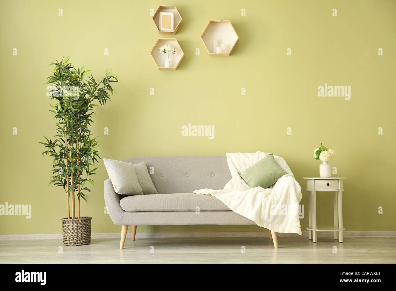 Interior of beautiful modern room with sofa and table Stock Photo - Alamy