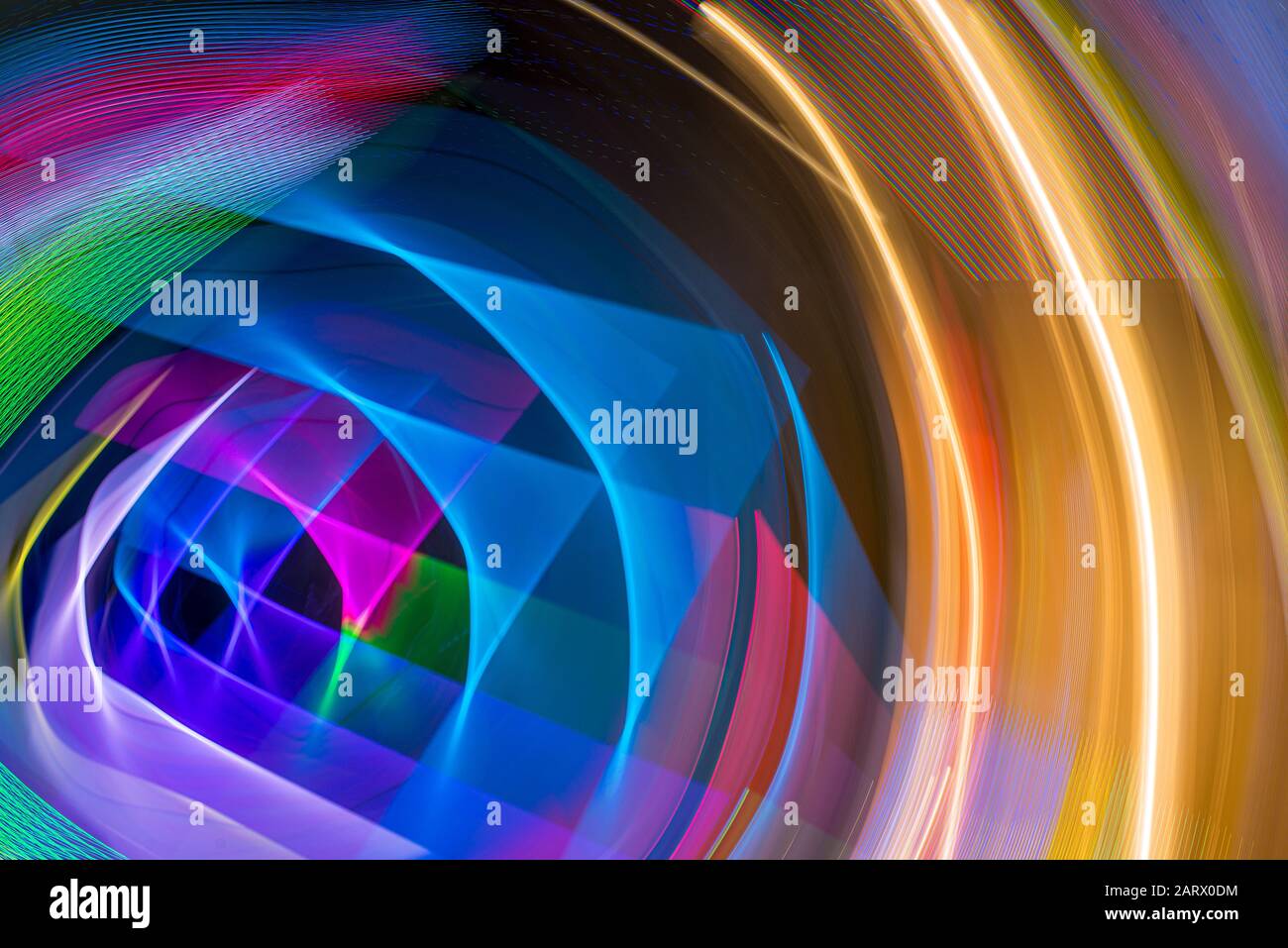 Abstract background created using a long exposure time and multicolored light sources Stock Photo