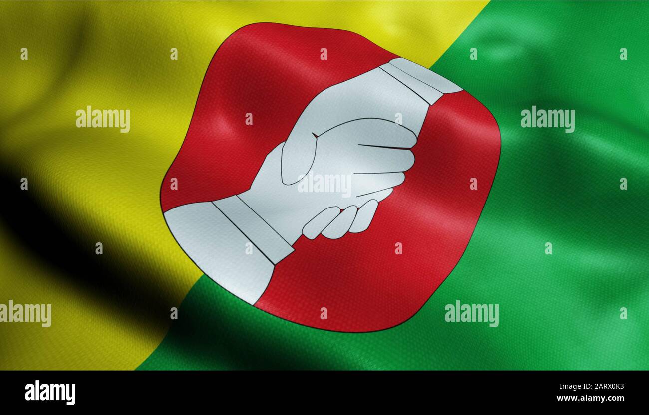 3D Illustration of a waving flag of Risaralda (Colombia country Stock ...