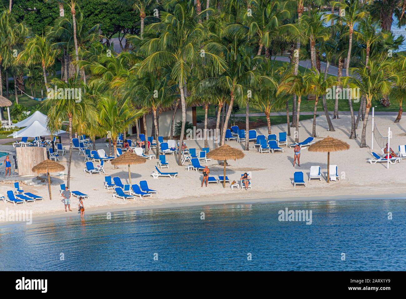 Blue Chairs On Beach Stock Photo Alamy   Blue Chairs On Beach 2ARX1Y9 