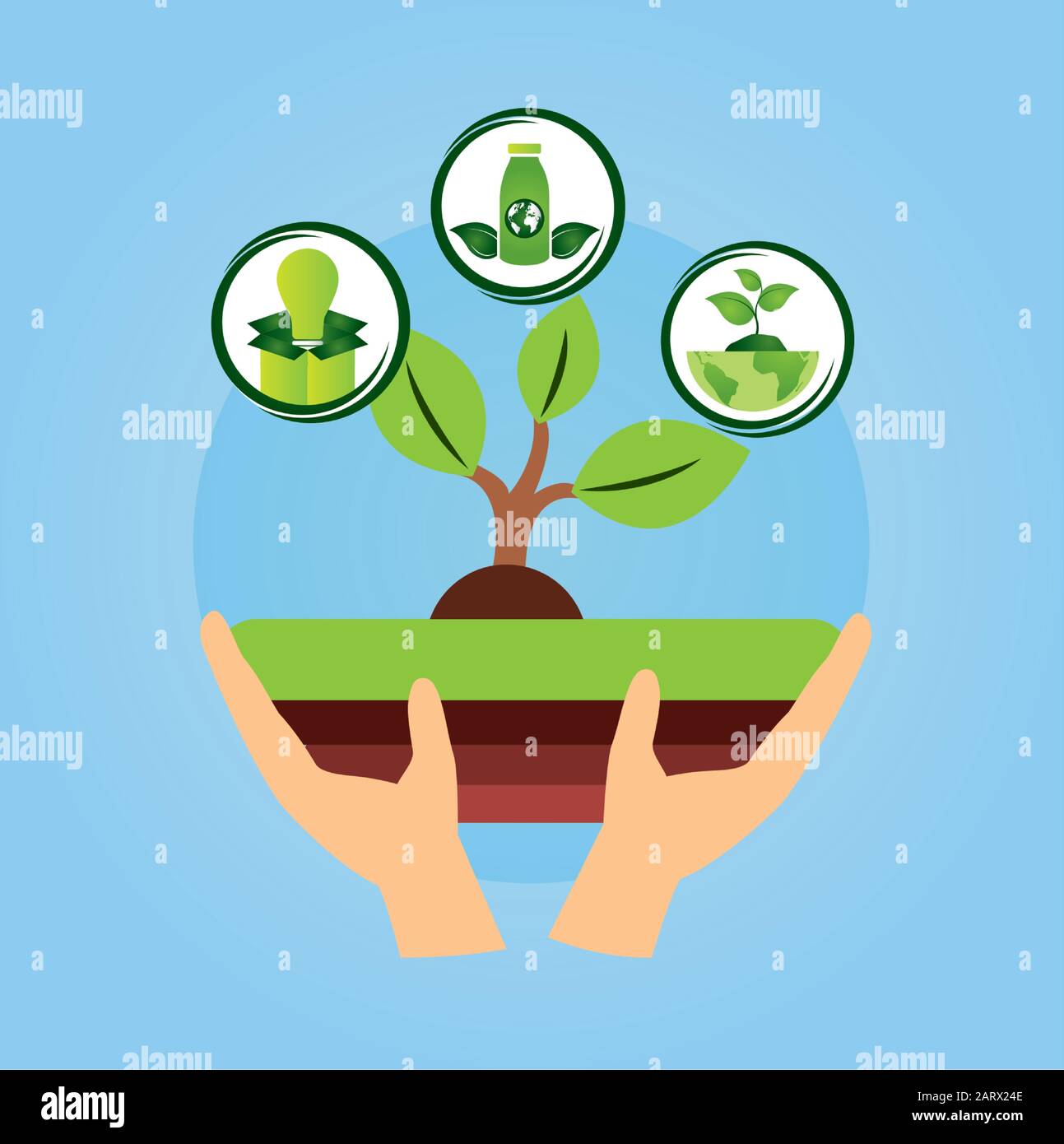 eco friendly poster with hand lifting plant Stock Vector Image & Art ...