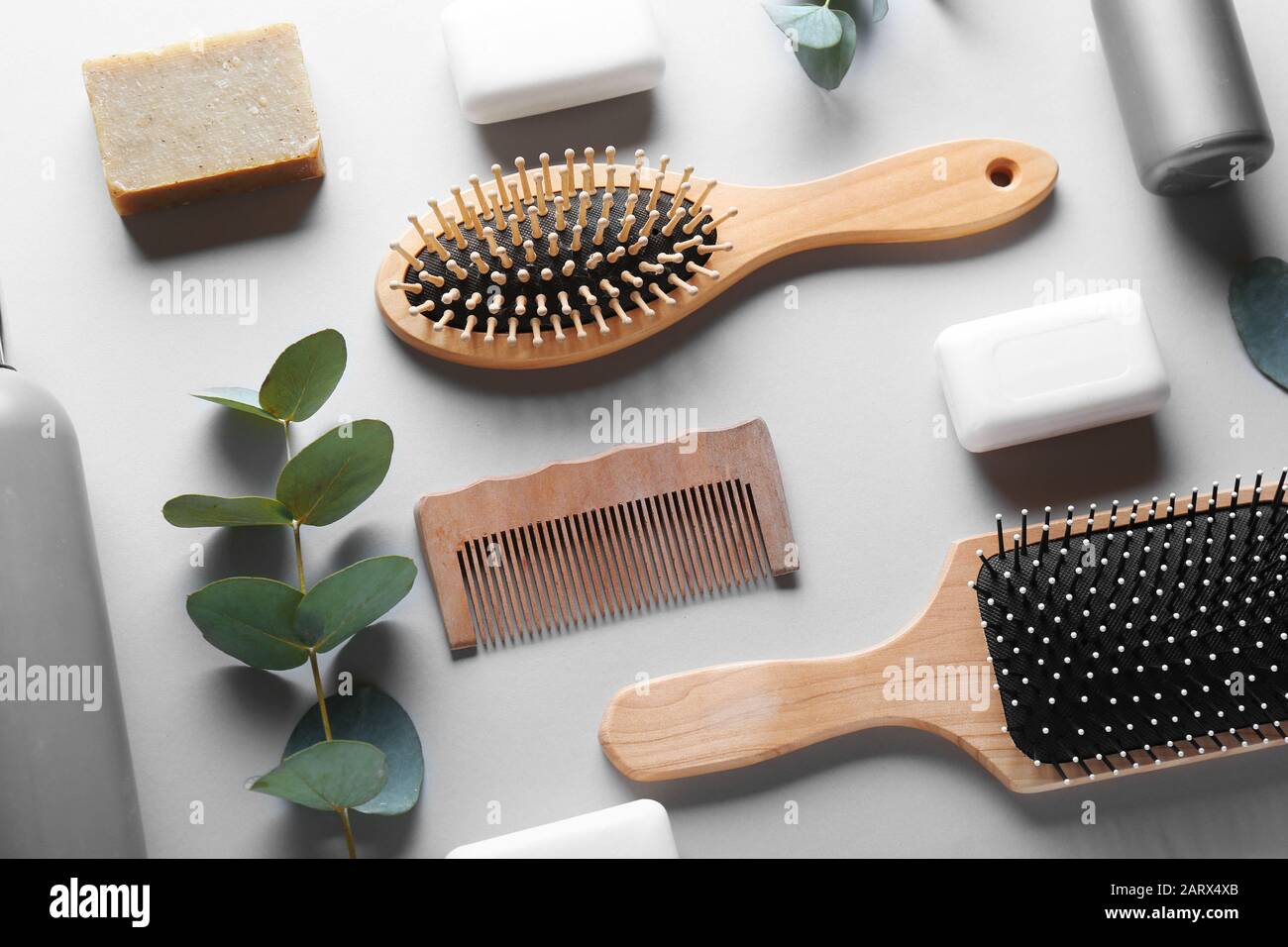 Accessories and cosmetics for personal hygiene on light background Stock Photo Alamy