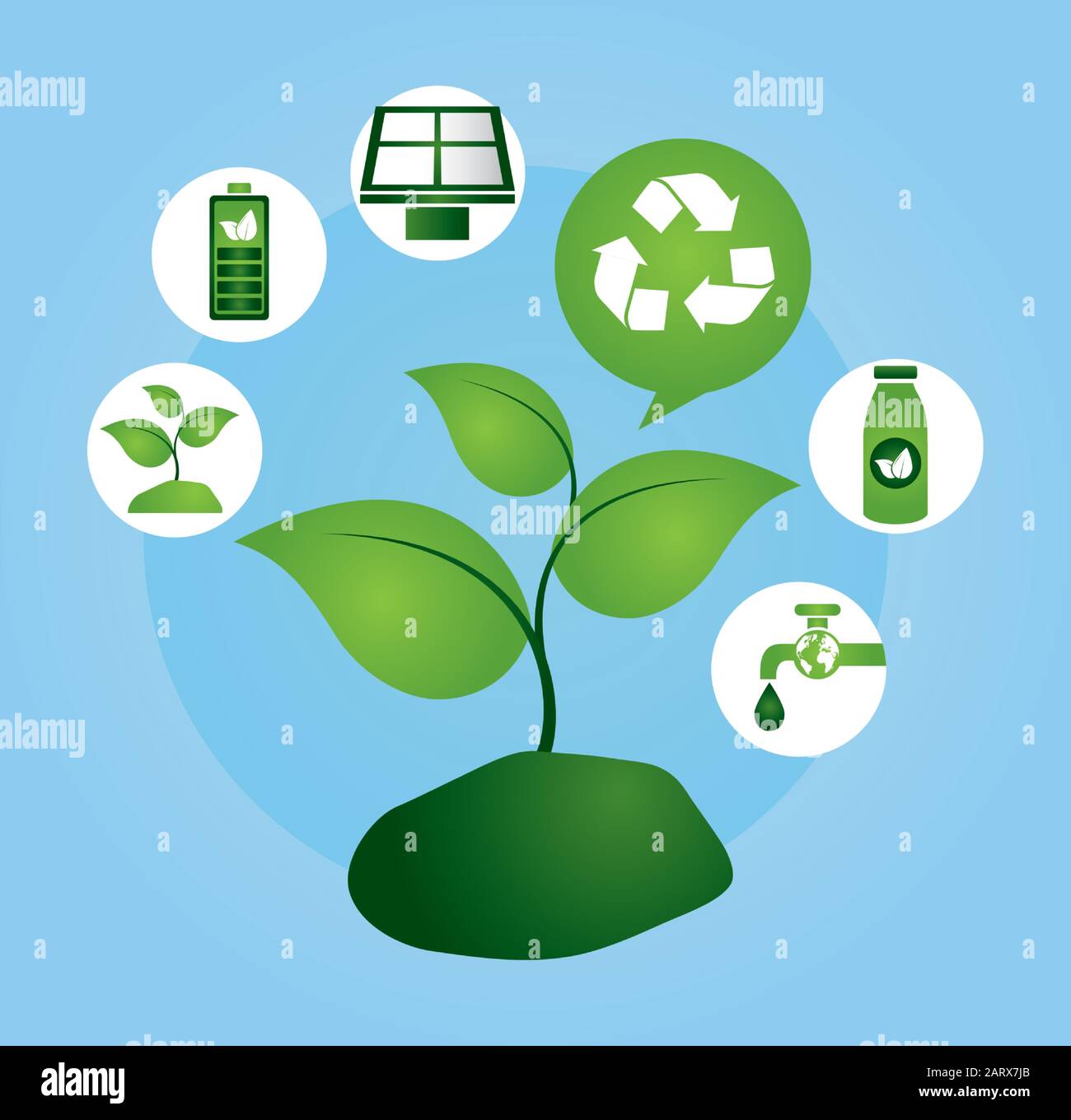 eco friendly poster with plant and set icons Stock Vector Image & Art ...