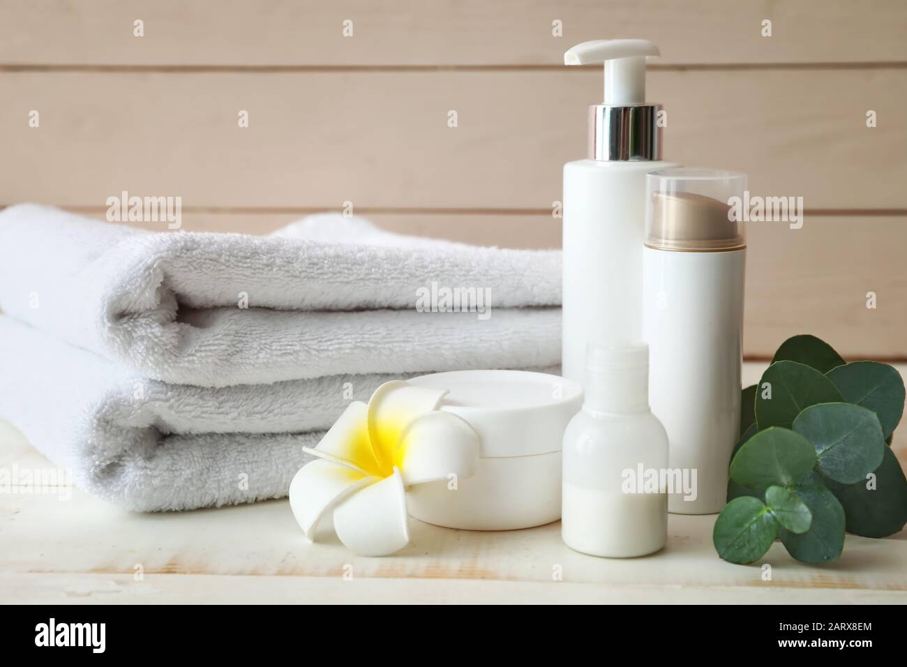 Composition with spa items on table Stock Photo