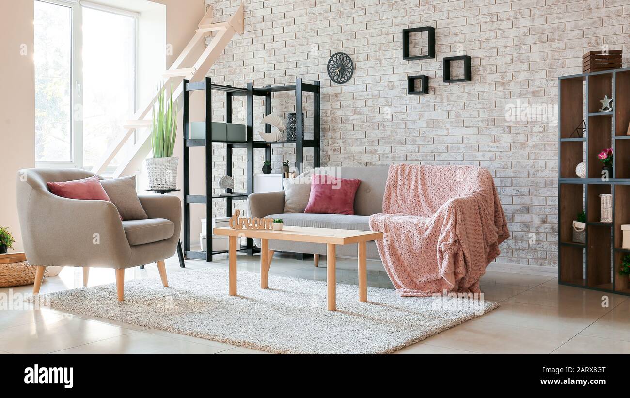 Interior of stylish modern living room Stock Photo - Alamy