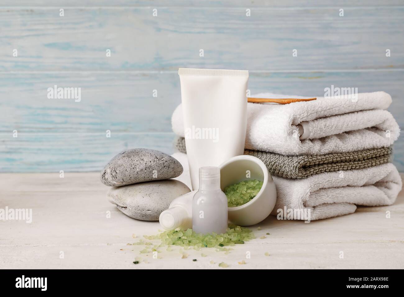 Composition with spa items on table Stock Photo
