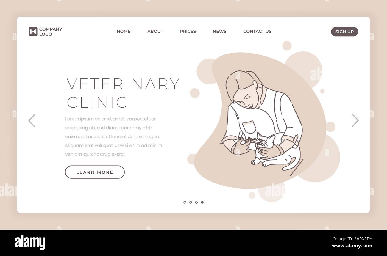 Veterinary clinic landing page vector template. Animal hospital website