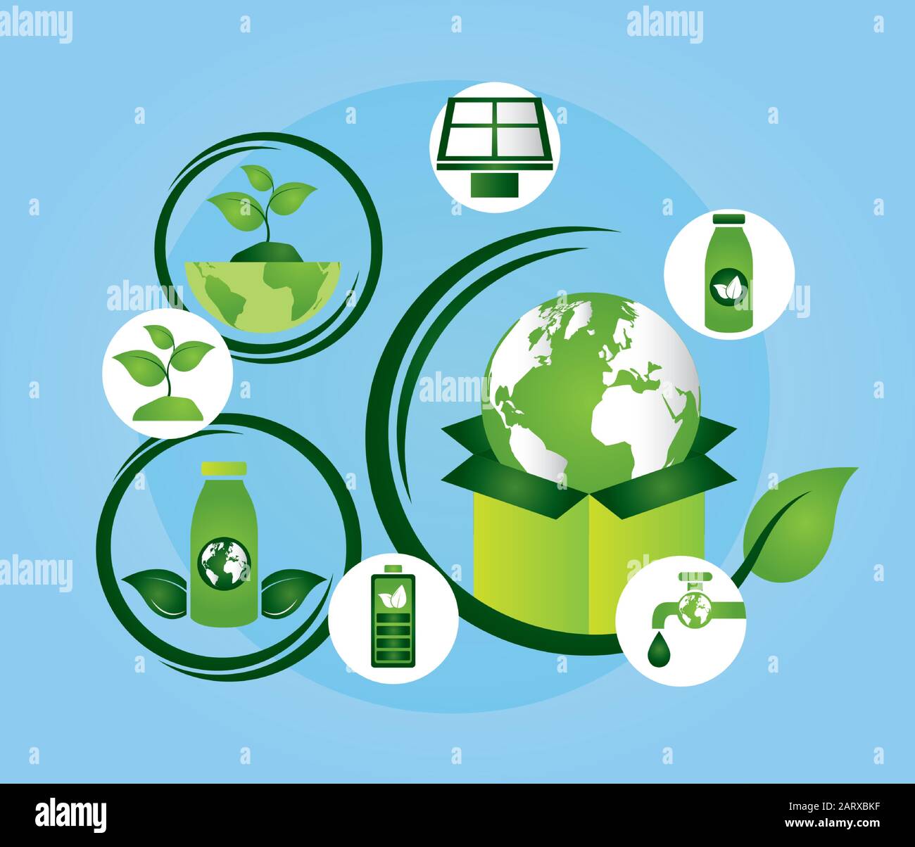 eco friendly poster with earth planet and set icons Stock Vector Image ...