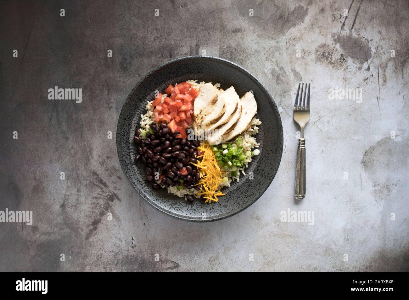 Southwest Chicken Burrito Bowl Stock Photo Alamy