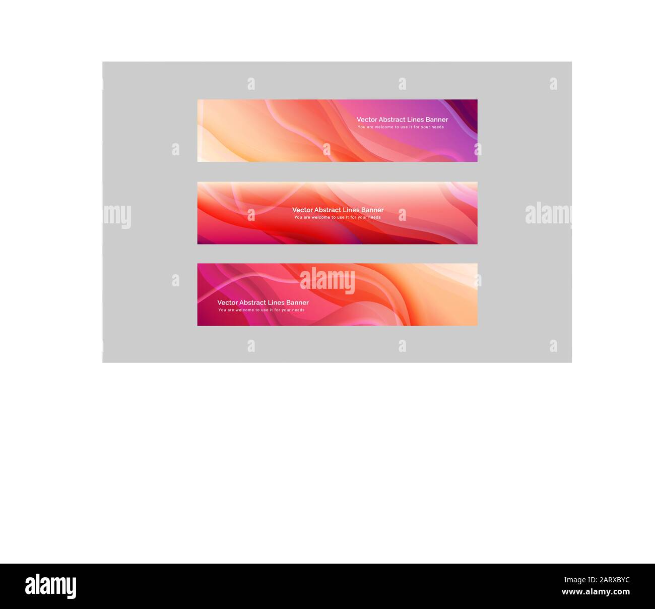 Abstract red colored waves banners templates set modern design background Stock Vector