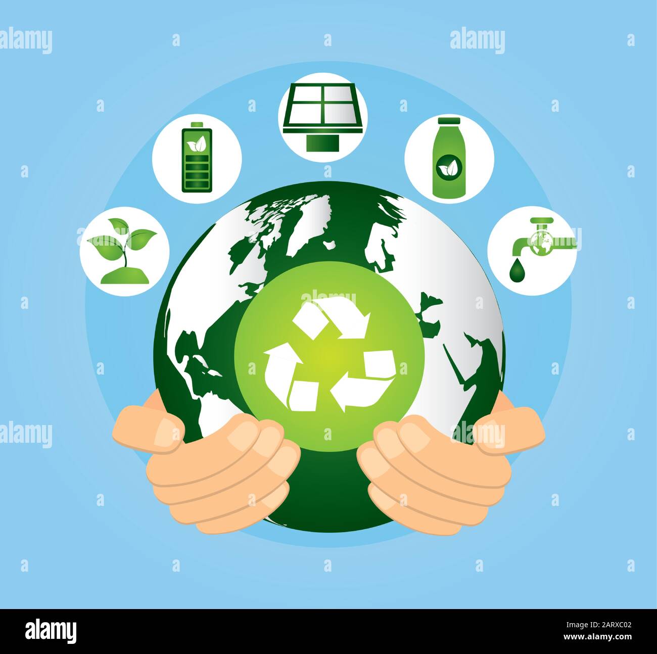 eco friendly poster with earth planet and set icons Stock Vector Image