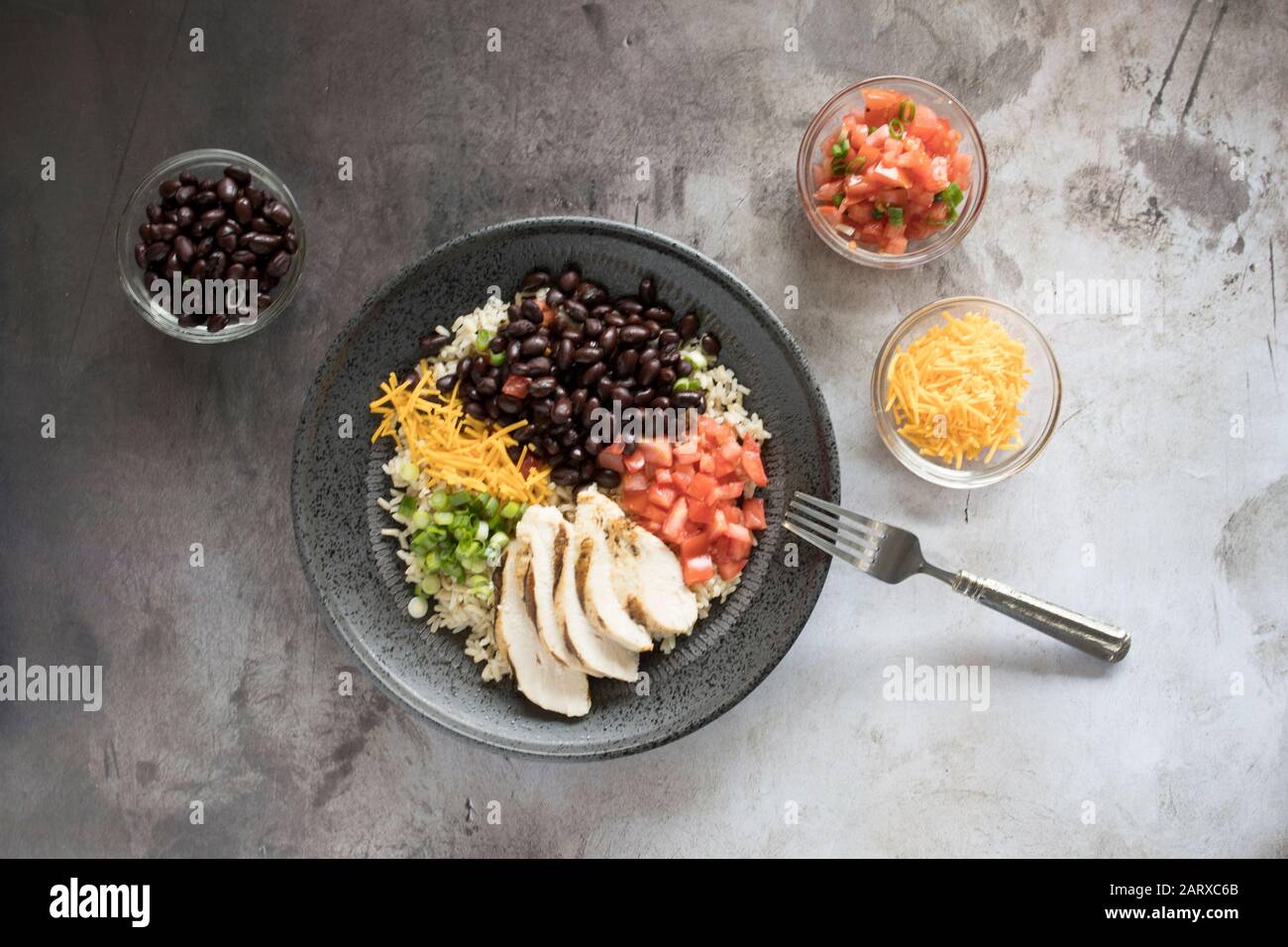 Southwest Chicken Burrito Bowl Stock Photo Alamy