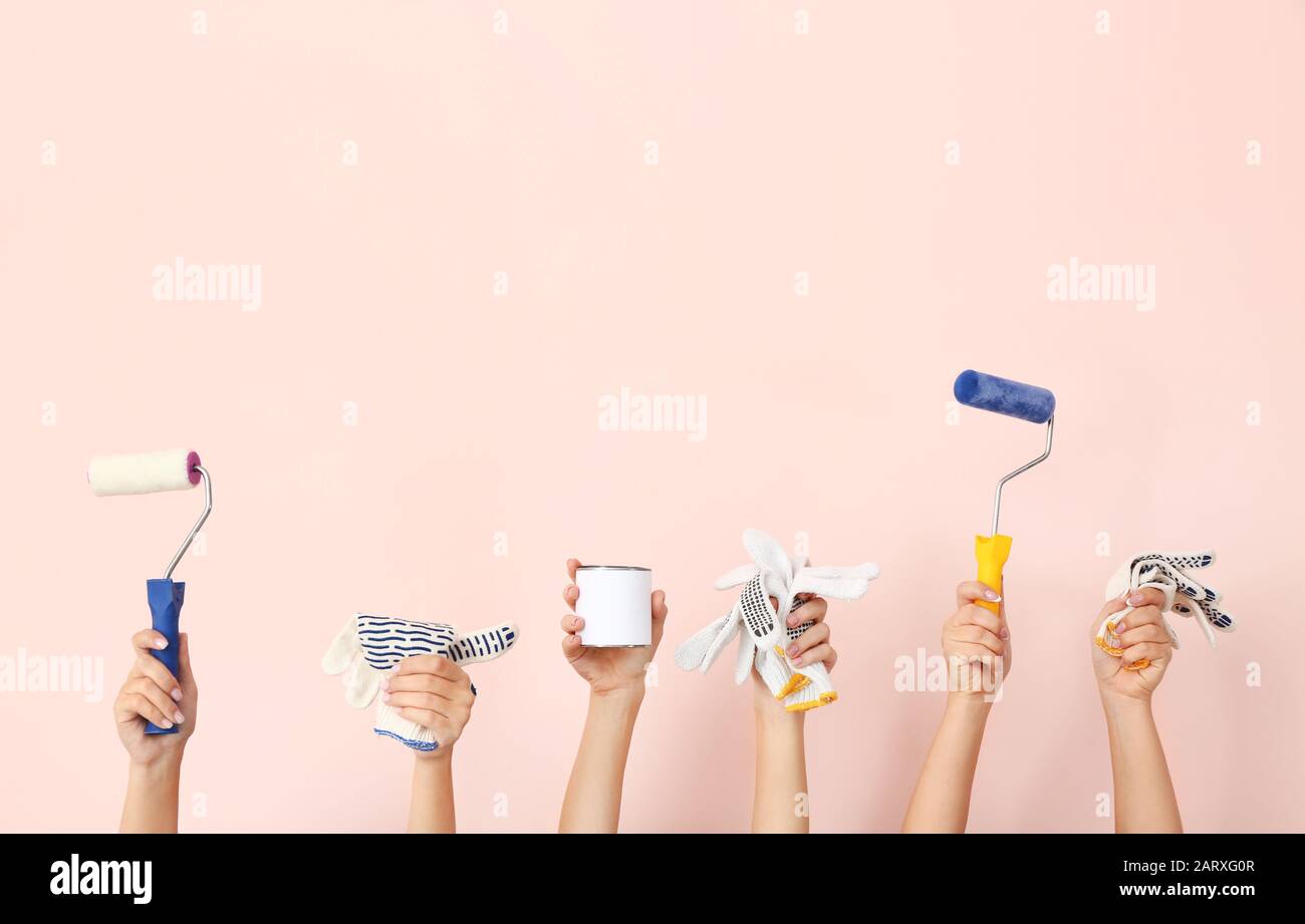 Female house painters paint rollers hi-res stock photography and images ...
