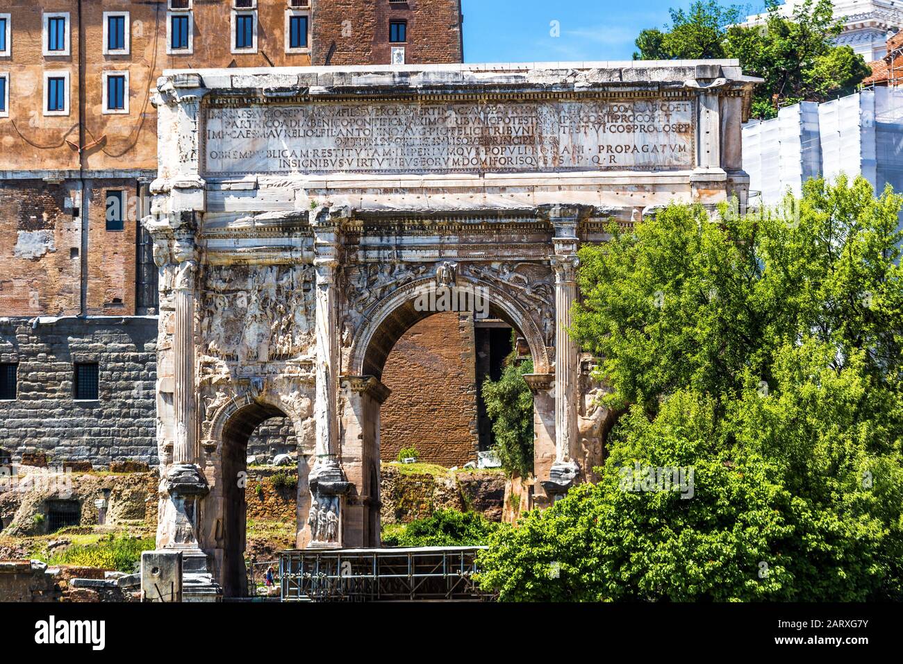 The Arch of Septimius Severus in Roman Forum, Rome, Italy Stock Photo