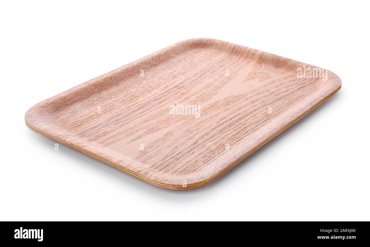 Wooden plate on white background Stock Photo - Alamy