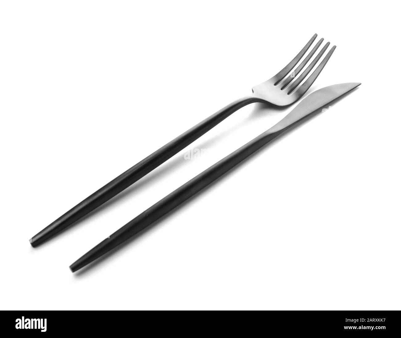 Clean cutlery on white background Stock Photo