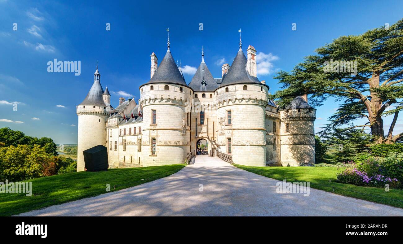 Chateau de Chaumont-sur-Loire, France. This castle is located in the Loire Valley, was founded in the 10th century and was rebuilt in the 15th century Stock Photo