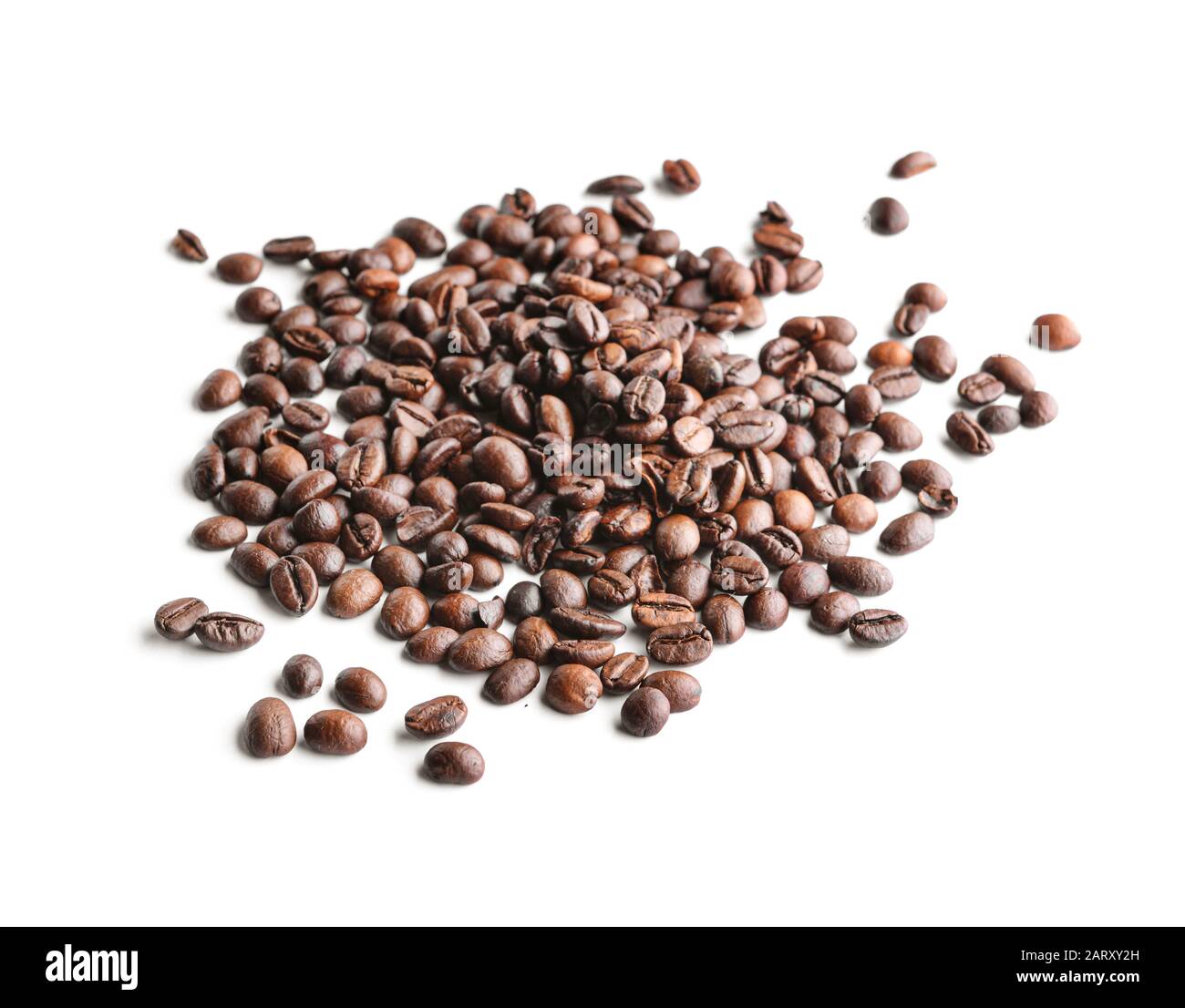 Heap of coffee beans on white background Stock Photo - Alamy