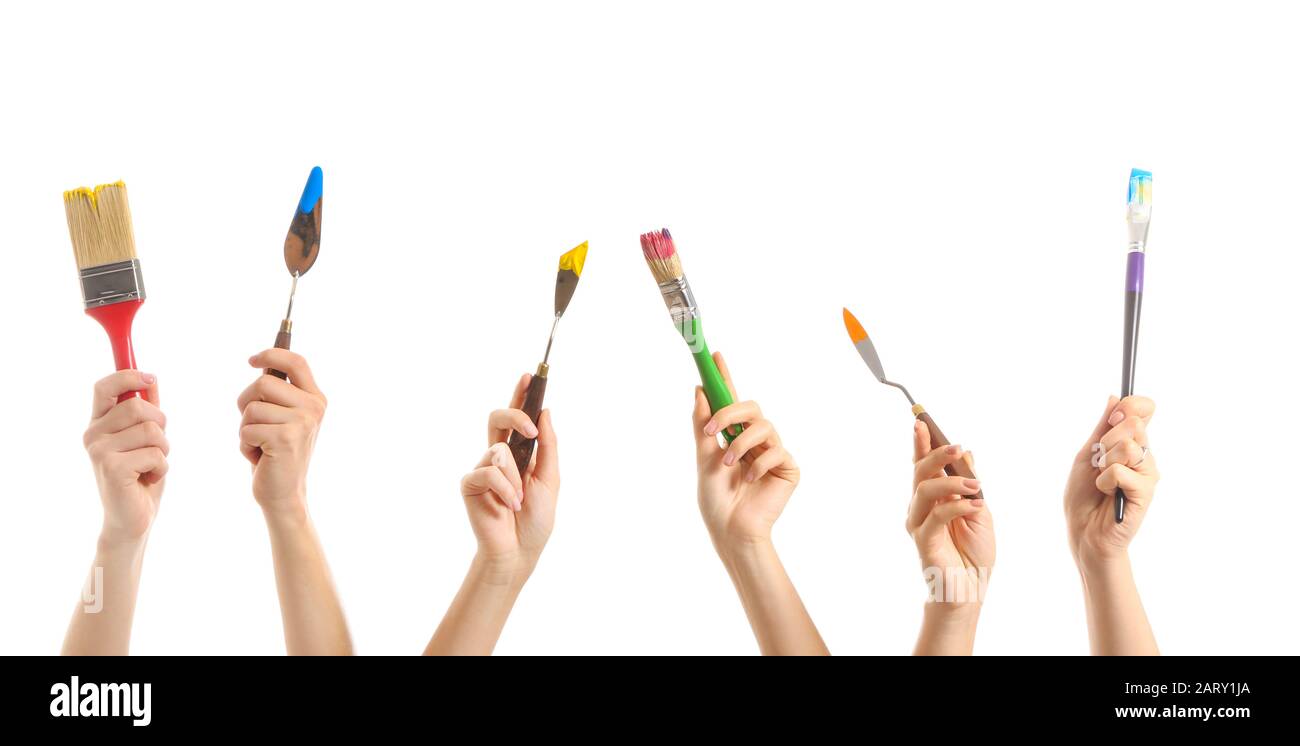 Hands holding painting artist Cut Out Stock Images & Pictures - Alamy