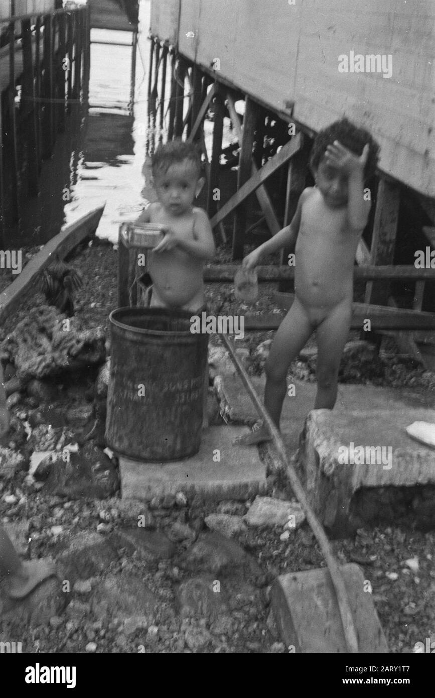 Borneo (1947 February)  Two children Date: February 1947 Location: Borneo, Indonesia, Kalimantan, Dutch East Indies Stock Photo