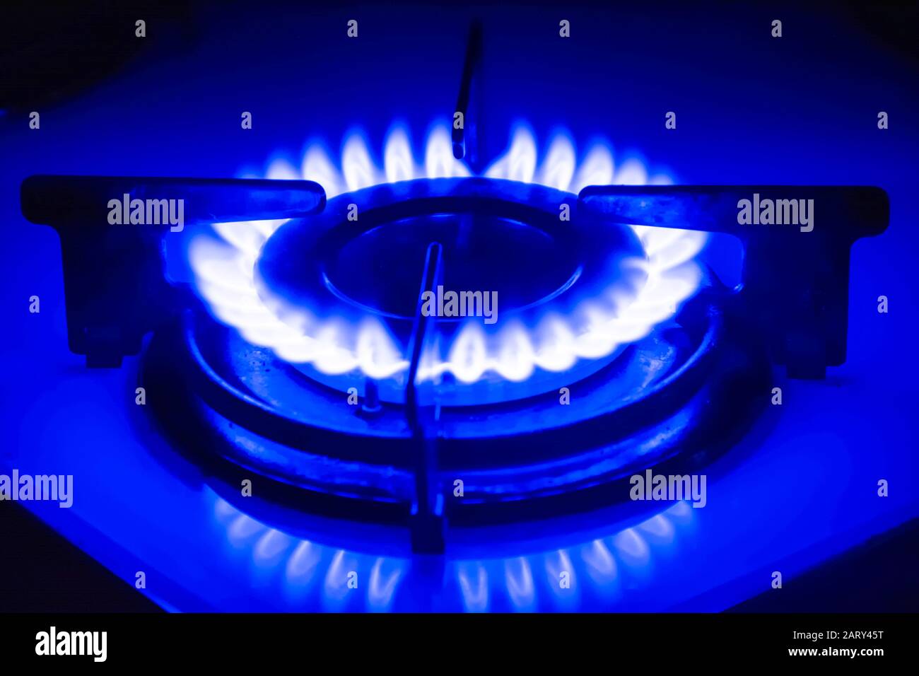 Gas burners in the dark Stock Photo Alamy