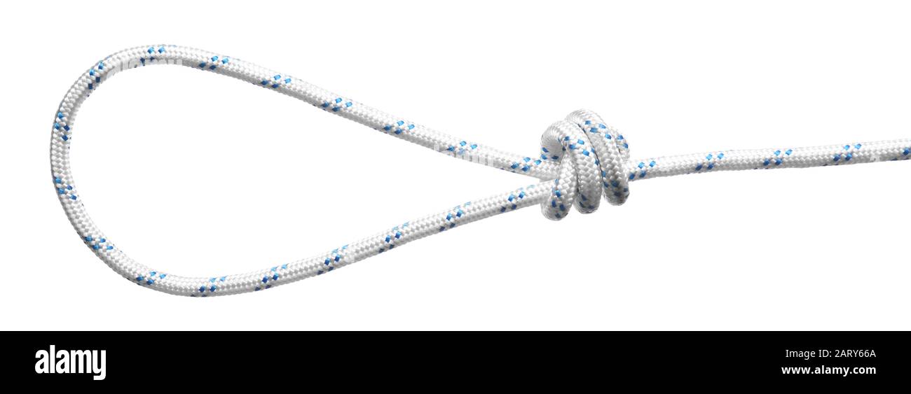 Rope with loop on white background Stock Photo - Alamy