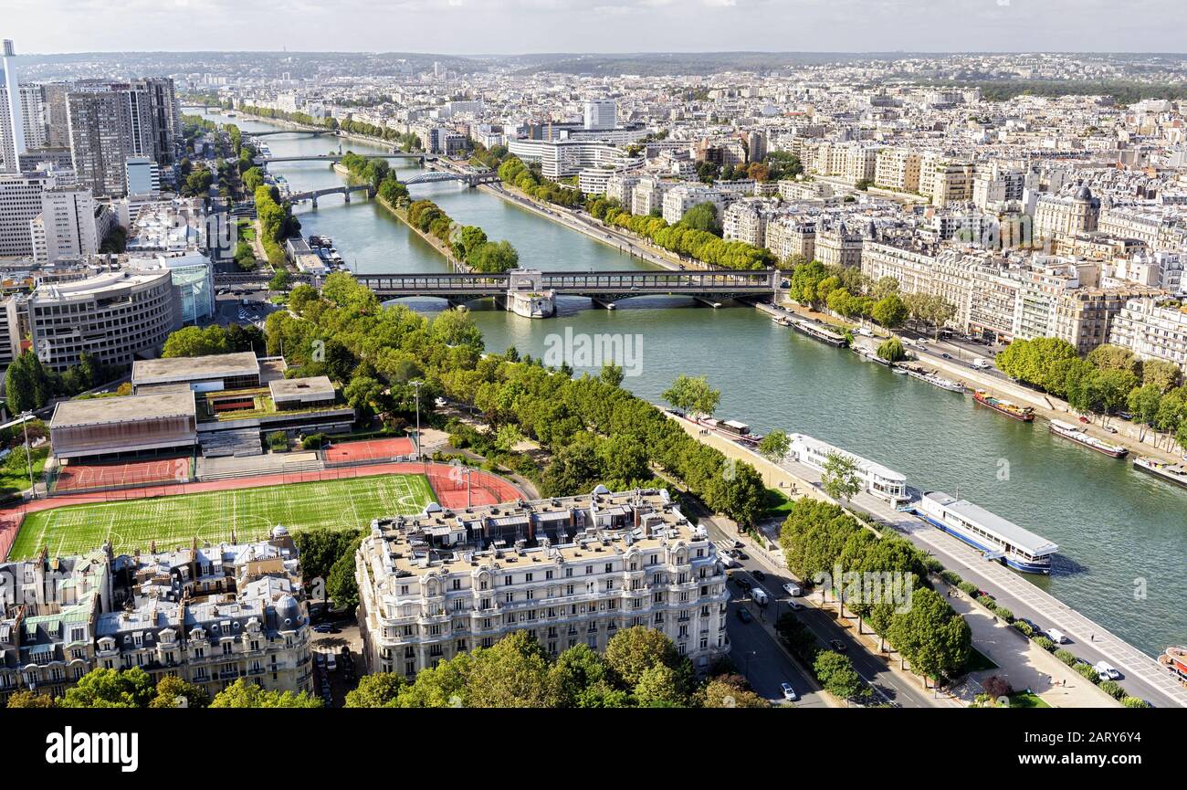 Paris skyline, view from the Eiffel Tower, France Stock Photo