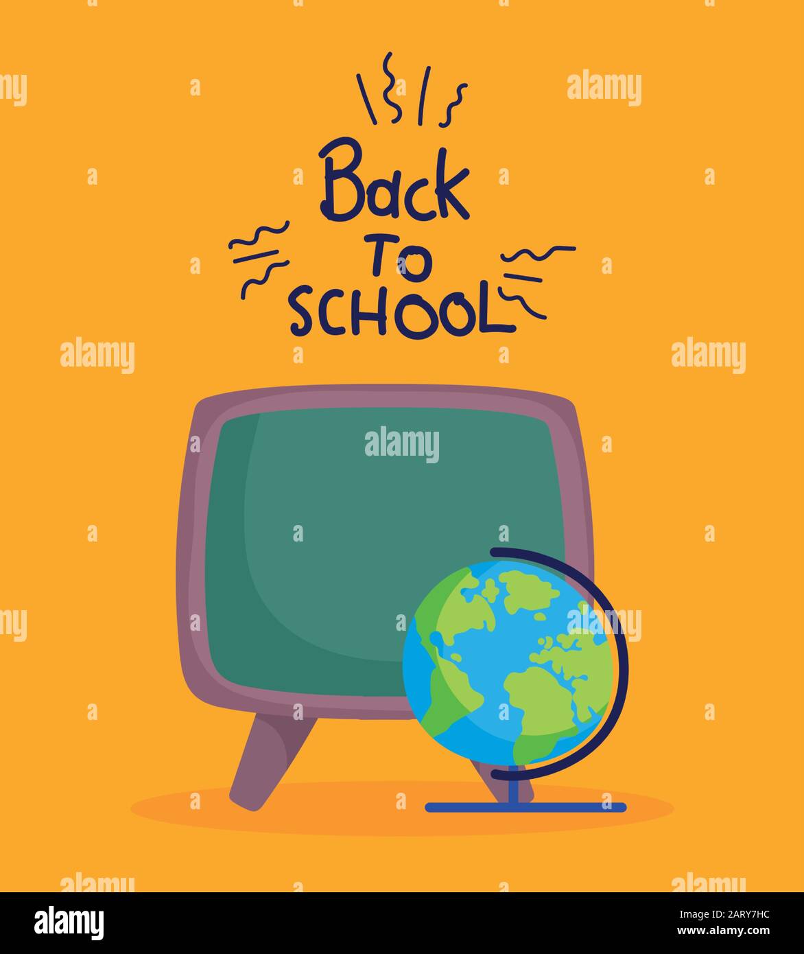 back to school chalkboard and globe map education vector illustration ...