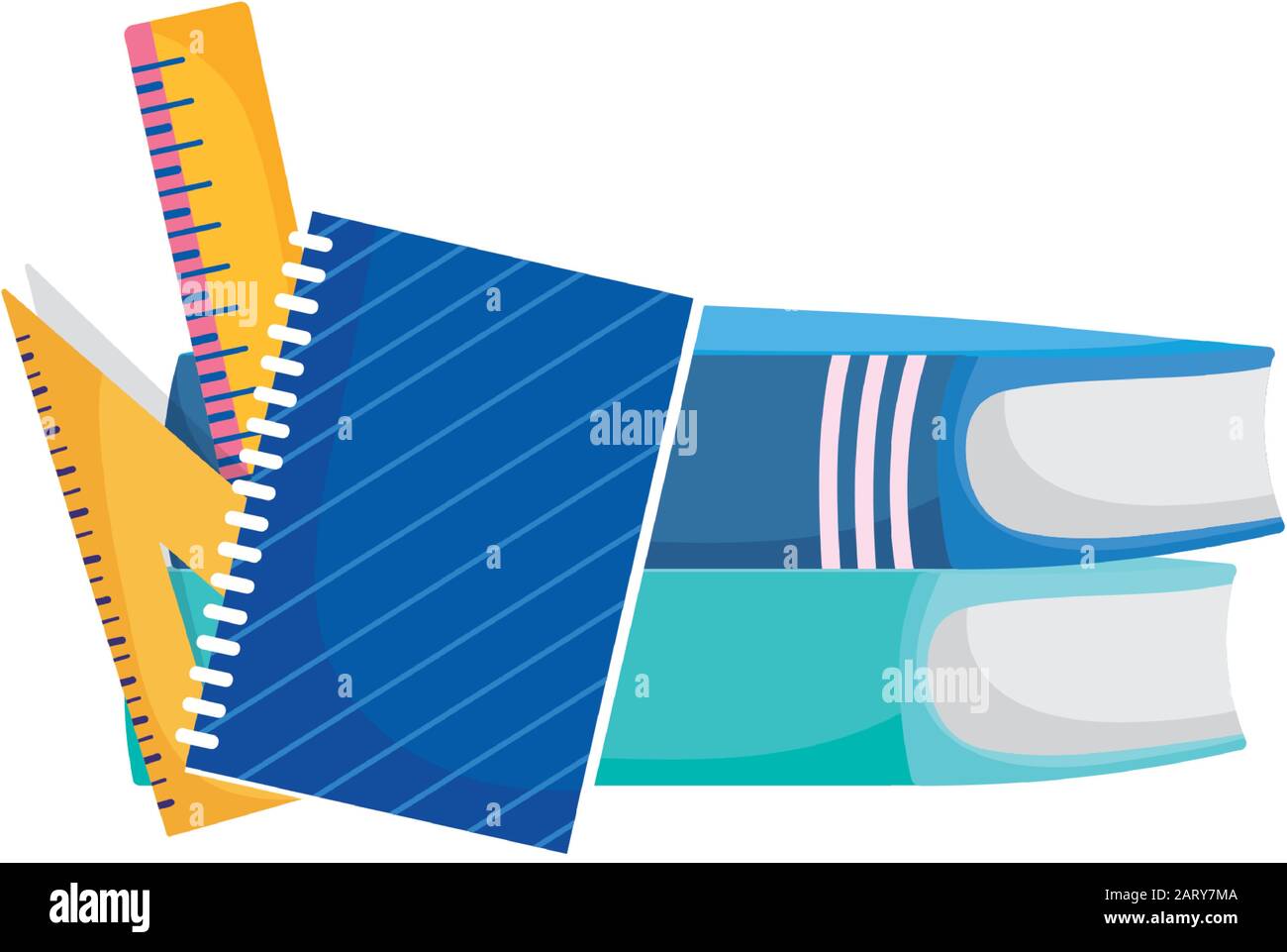 back to school education notepad books and ruler supplies vector ...