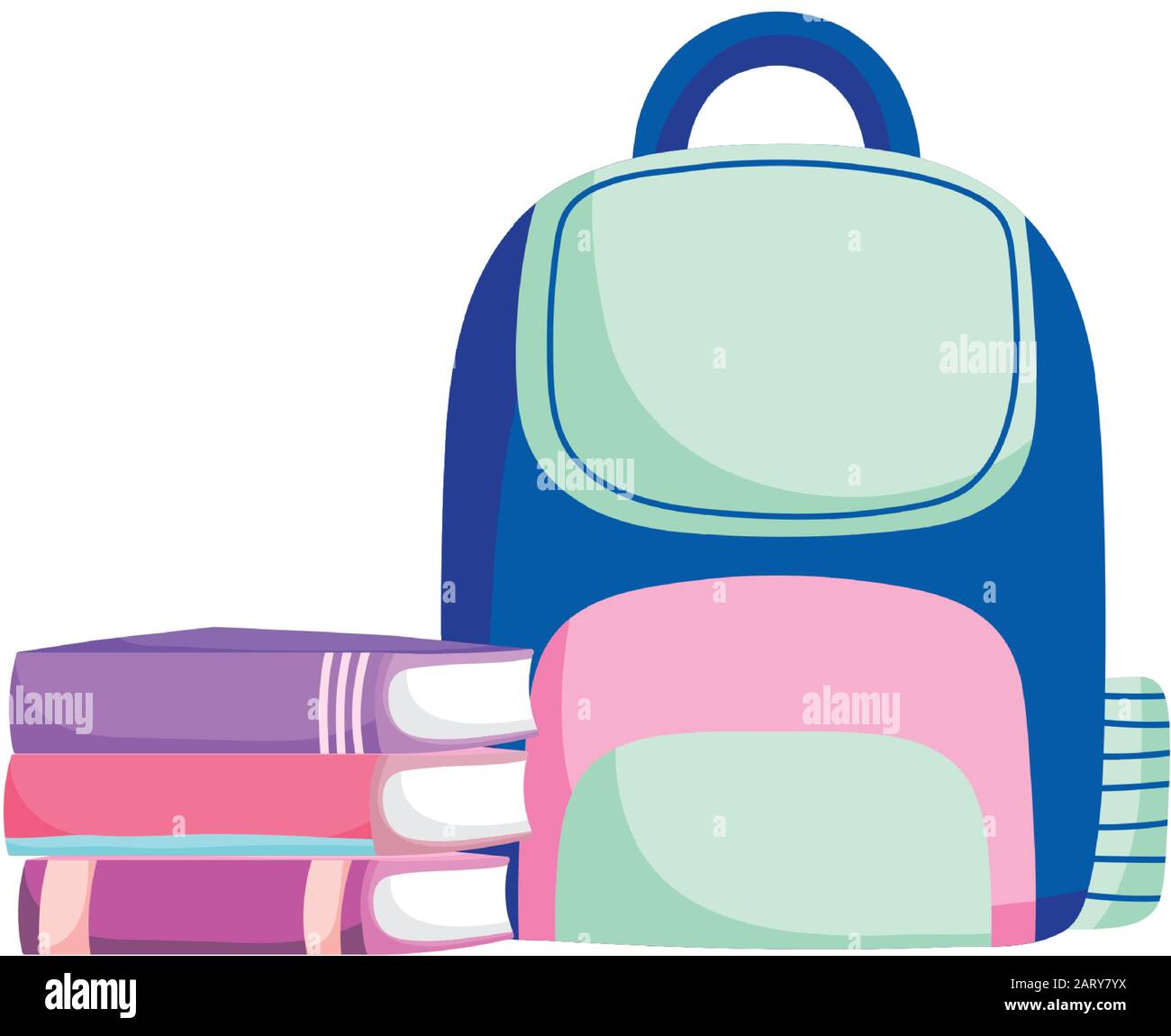 back to school education backpack and stack of books vector ...