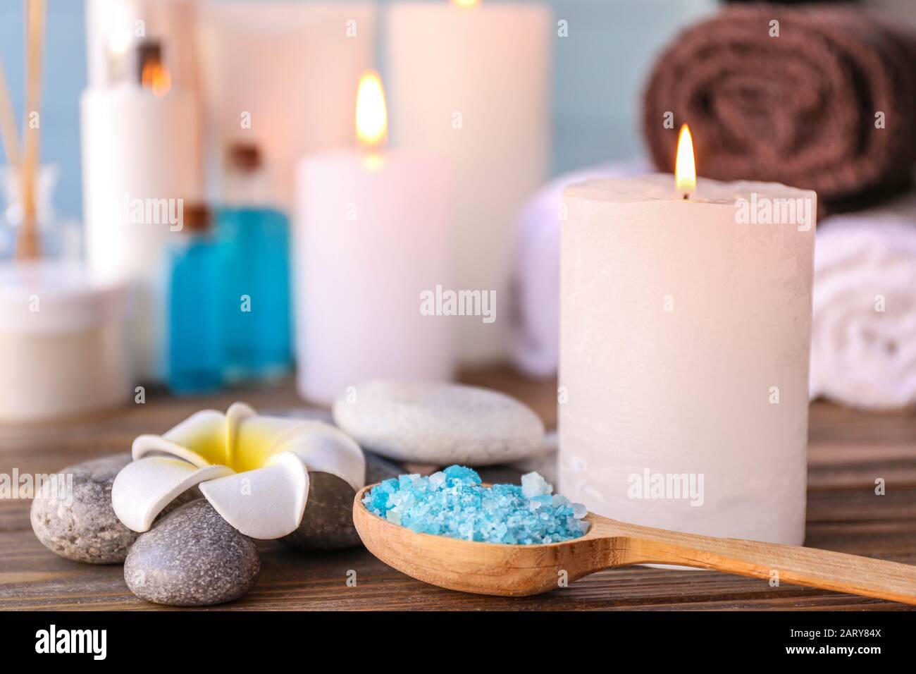 Composition with spa items on table Stock Photo