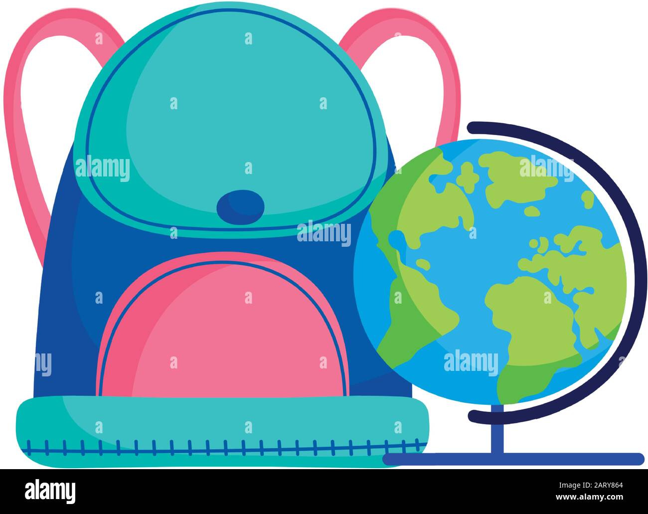 back to school education backpack and globe map geography vector ...