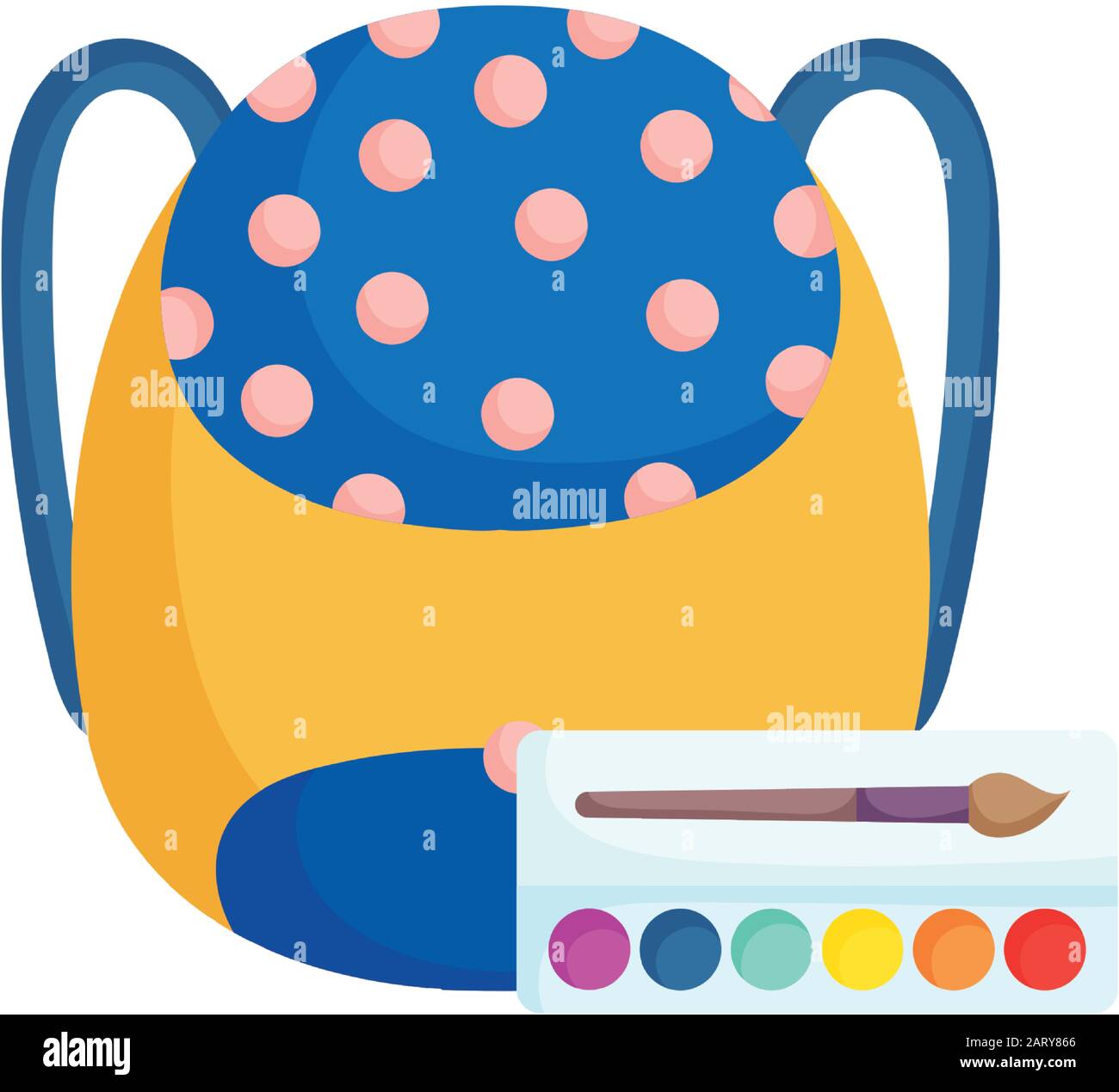 back to school education backpack and palette color brush art vector ...