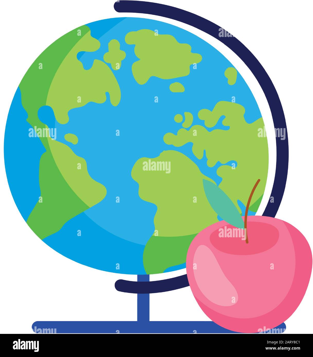 back to school globe map and apple education vector illustration Stock ...