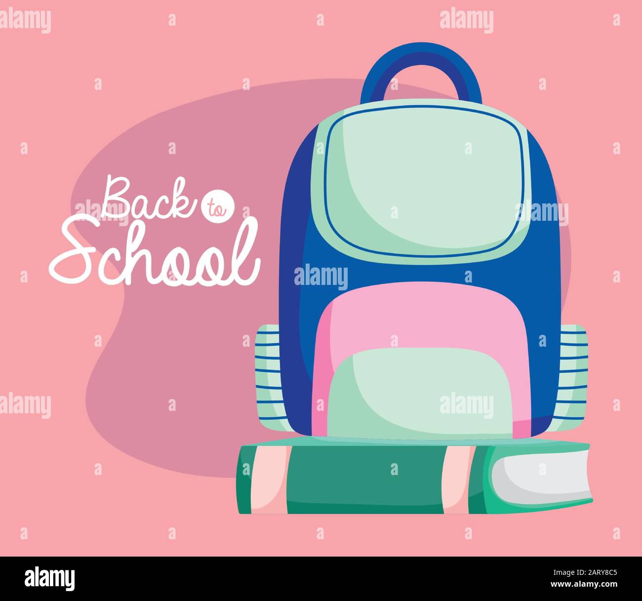 back to school education backpack and book supplies vector illustration ...