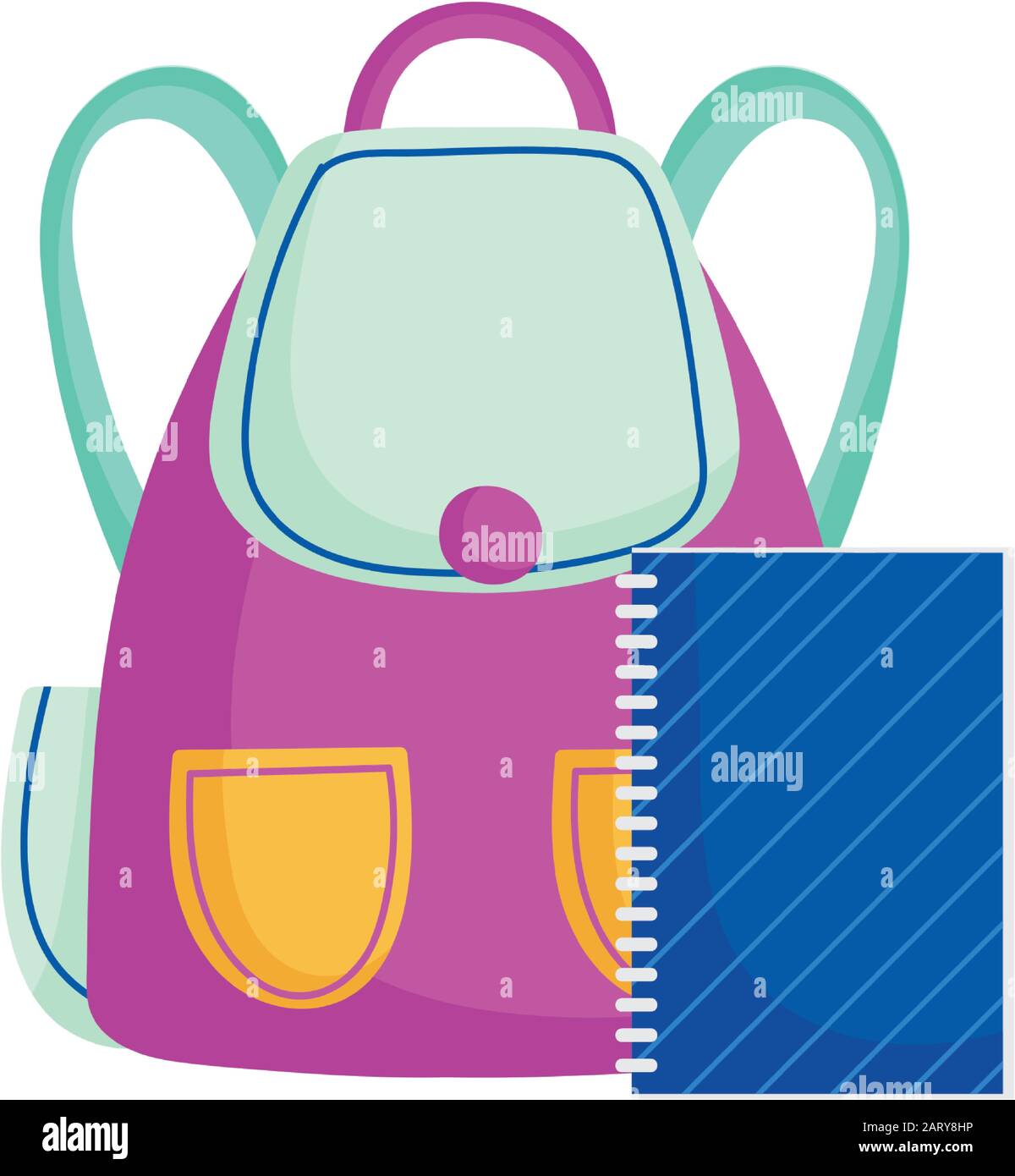 back to school education backpack and notepbook with spiral vector ...