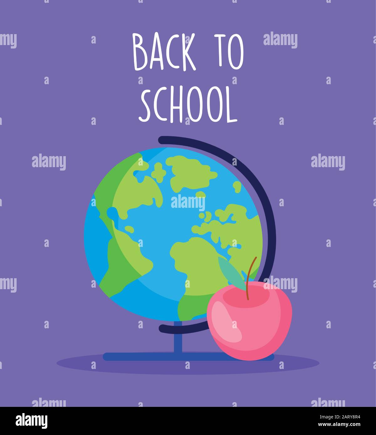 back to school globe map and apple education vector illustration Stock ...