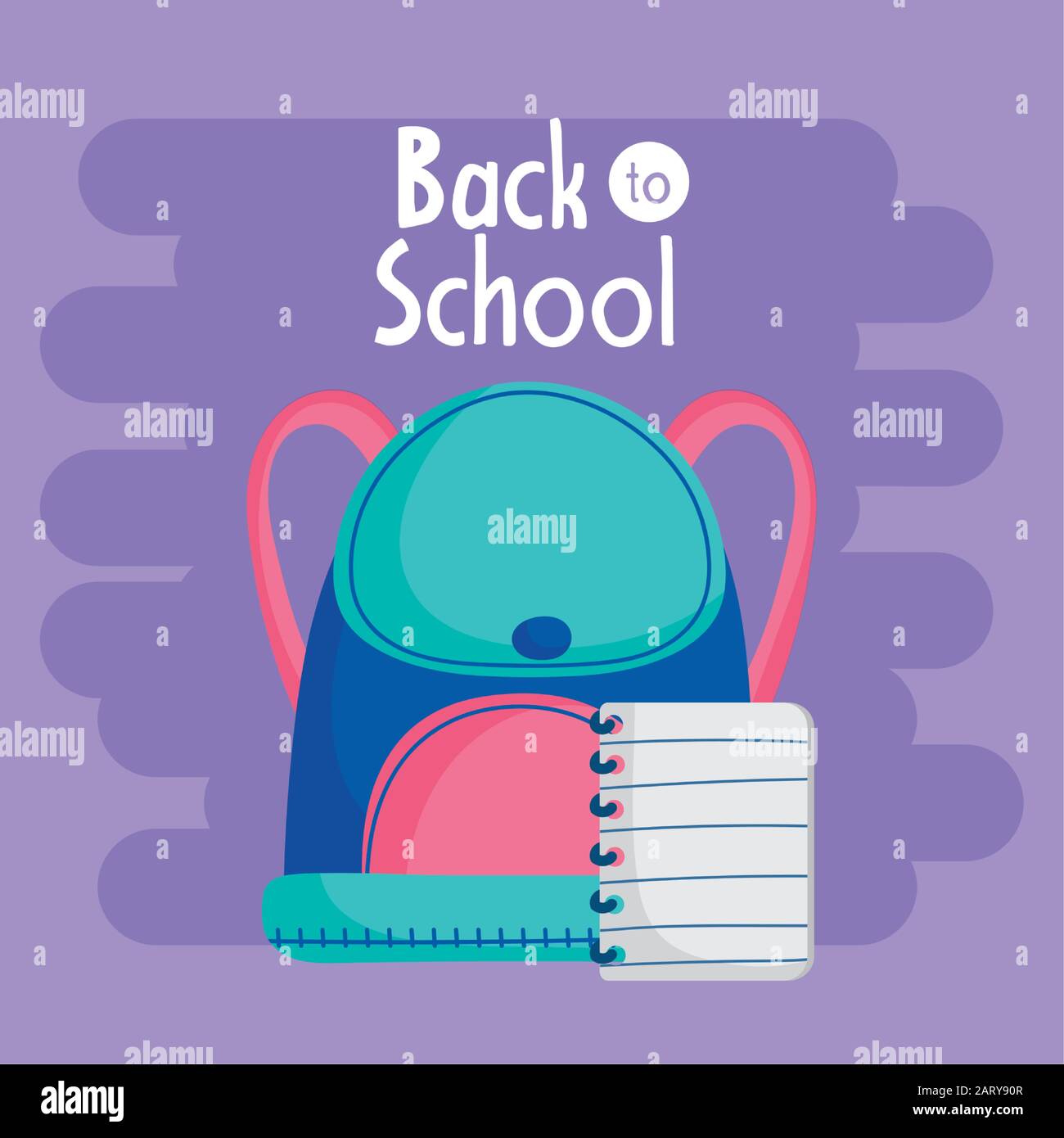 back to school education backpack and notepad with lines vector ...