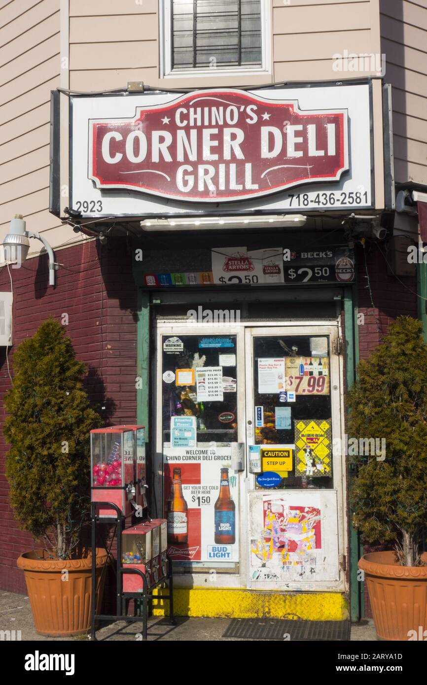 Entrance to an urban neighborhood corner bodega/grocery in central