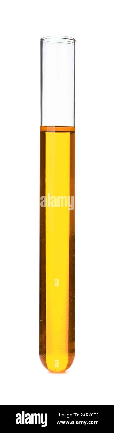 Test tube with color sample on white background Stock Photo - Alamy