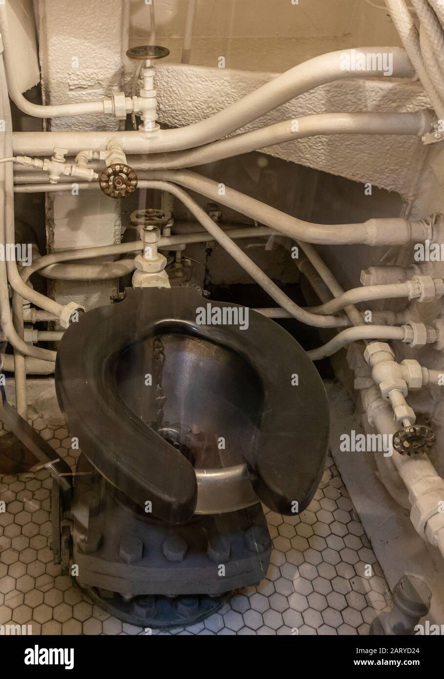 Oahu, Hawaii, USA. January 10, 2020 Pearl Harbor. Black toilet bowl