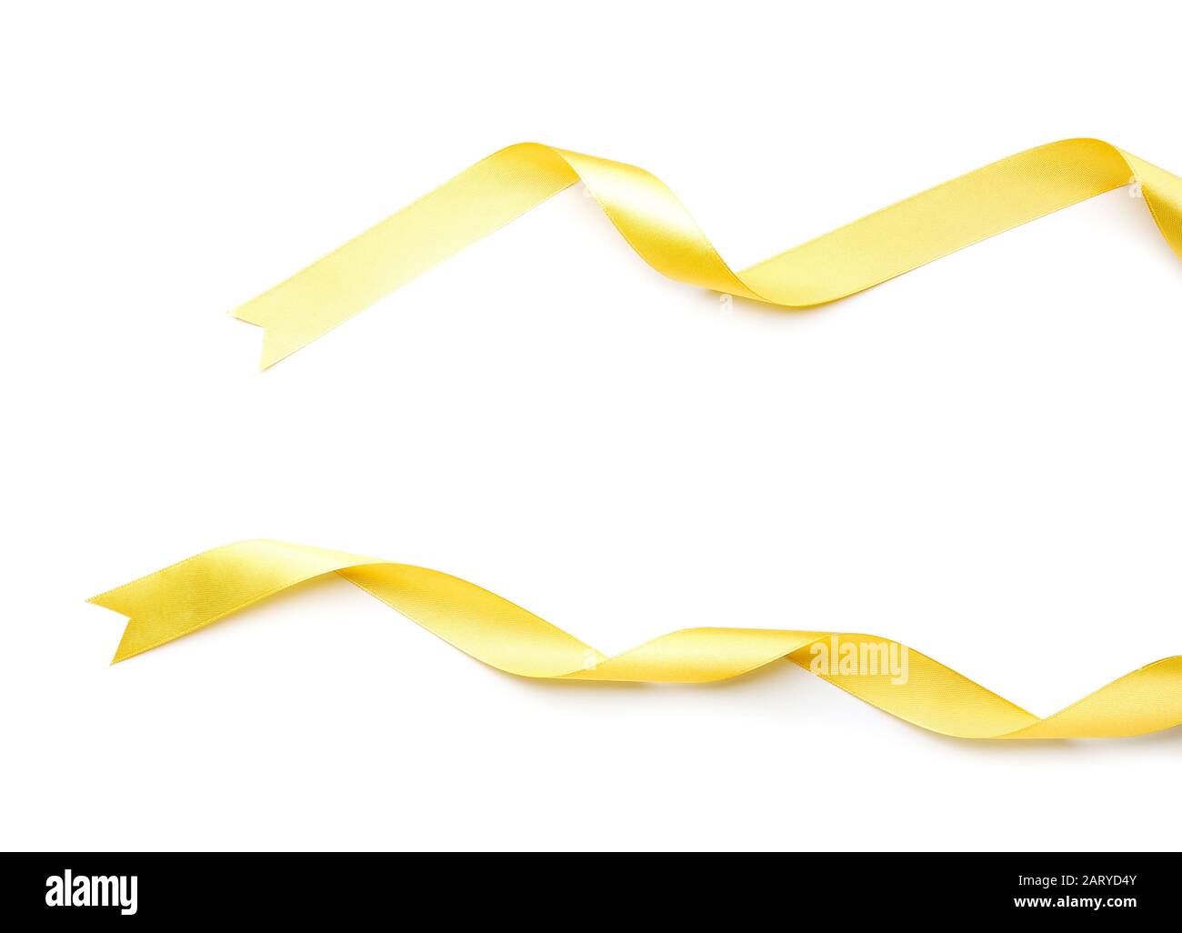 Beautiful golden ribbons on white background Stock Photo - Alamy
