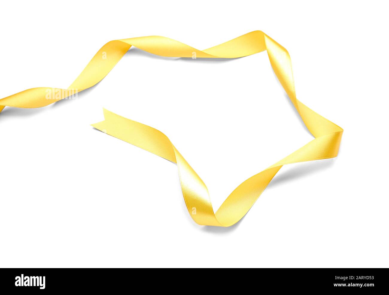 Beautiful golden ribbon on white background Stock Photo - Alamy
