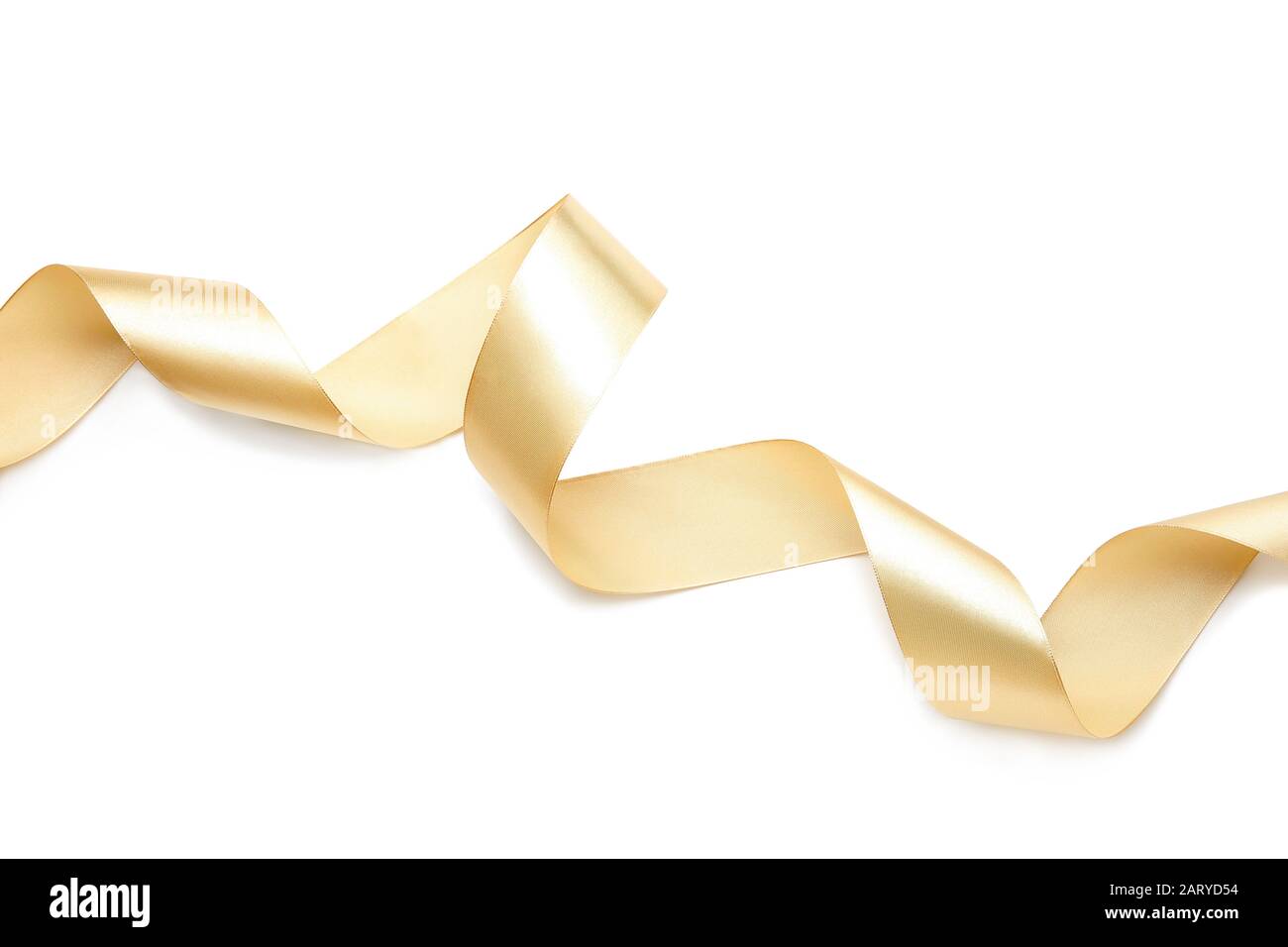 Beautiful golden ribbon on white background Stock Photo - Alamy