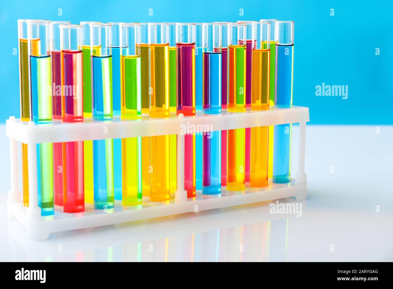 Test tubes with colorful samples in laboratory Stock Photo - Alamy
