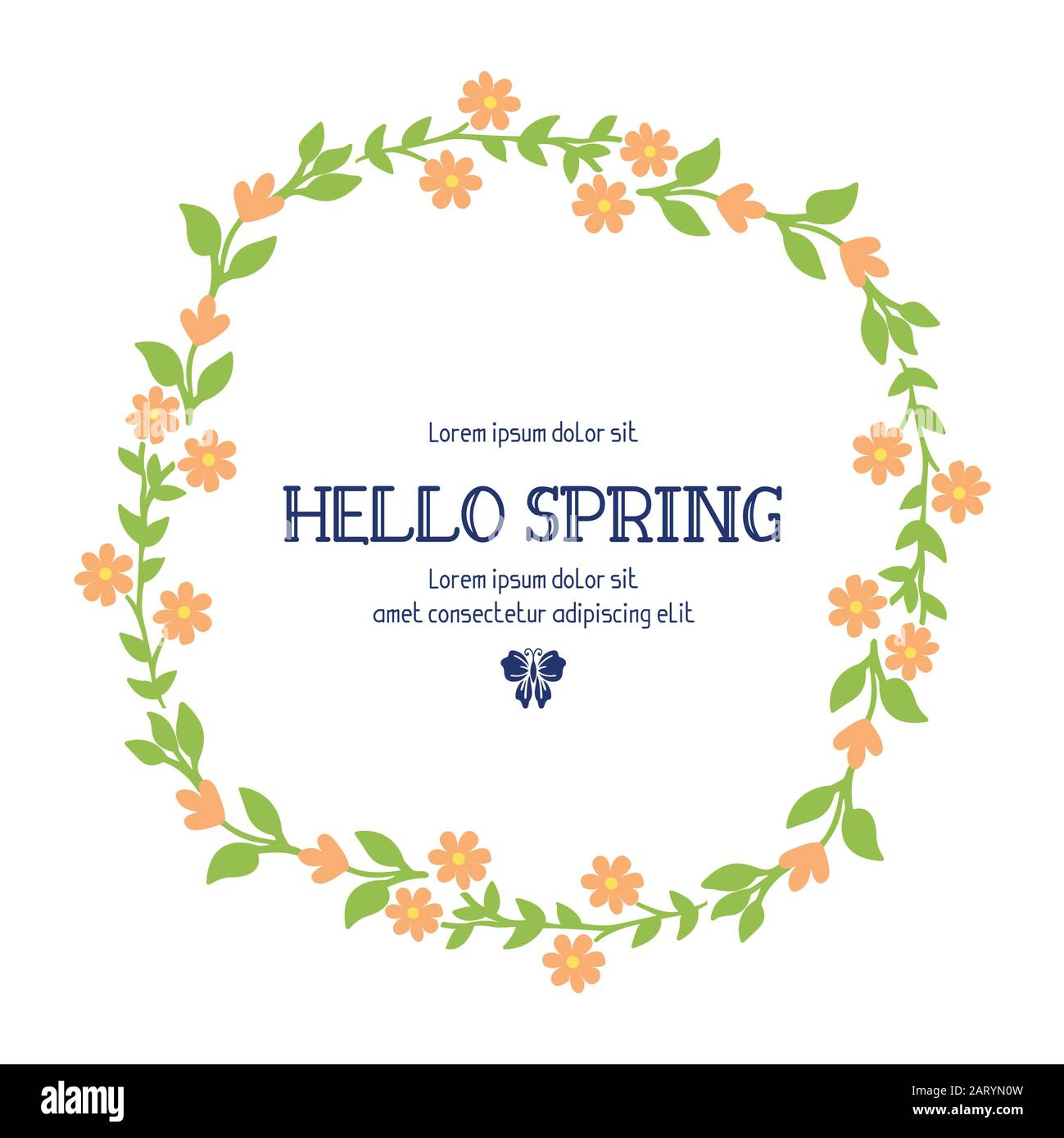 Seamless leaf and flower frame design, for hello spring greeting card ...